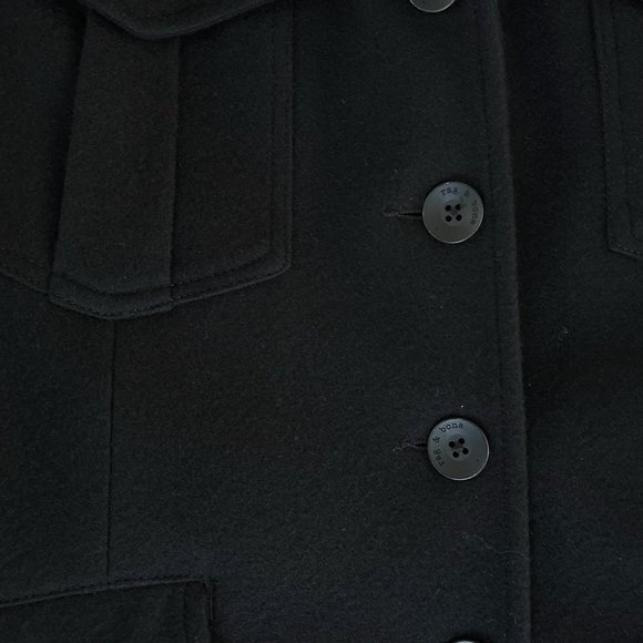 RAG & BONE Contrast Collar Wool Military Jacket in Black (Size 2) - Picture 9 of 11